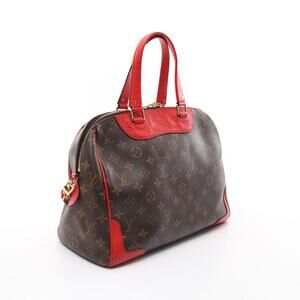 Louis Vuitton Retiro Handbag Canvas Leather Monogram Brown Red